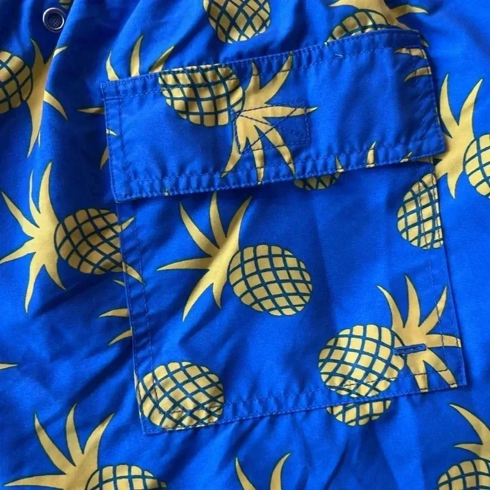Tom and Teddy Shorts Yellow Pineapple Swim Trunks Size Medium Tropical Vacation